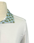 Collar detail of Essex Classics 'Talent Yarn' Show Shirt in White/Happy Avocados - Women's Large