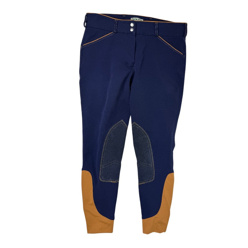 Dover Saddlery Wellesley Classic Piped Knee-Patch Breech in Navy/Peach