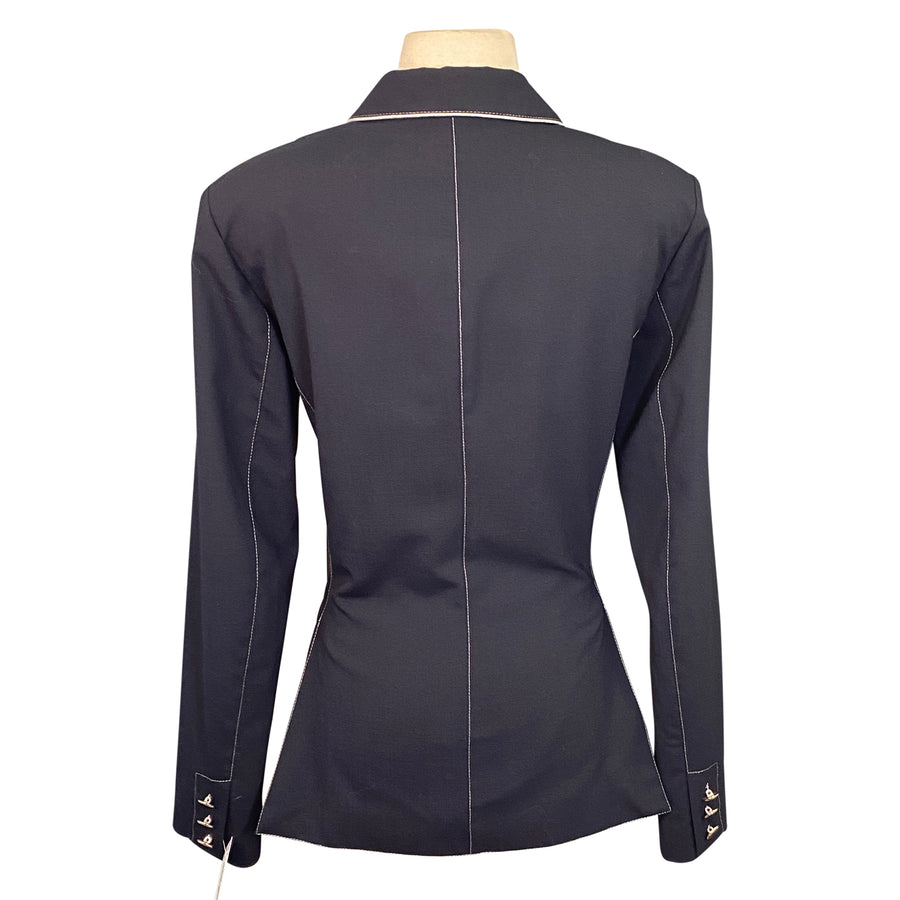 Back of Winston Equestrian Contrast Competition Coat in Navy/White