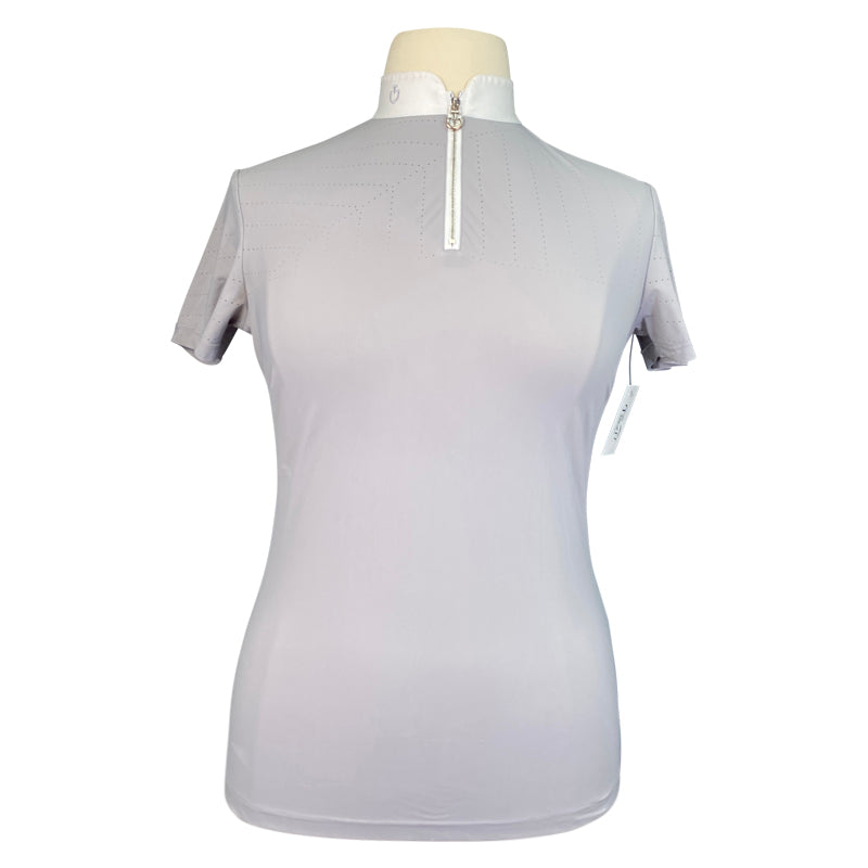 Cavalleria Toscana Laser Perforated Polo in Dove Grey