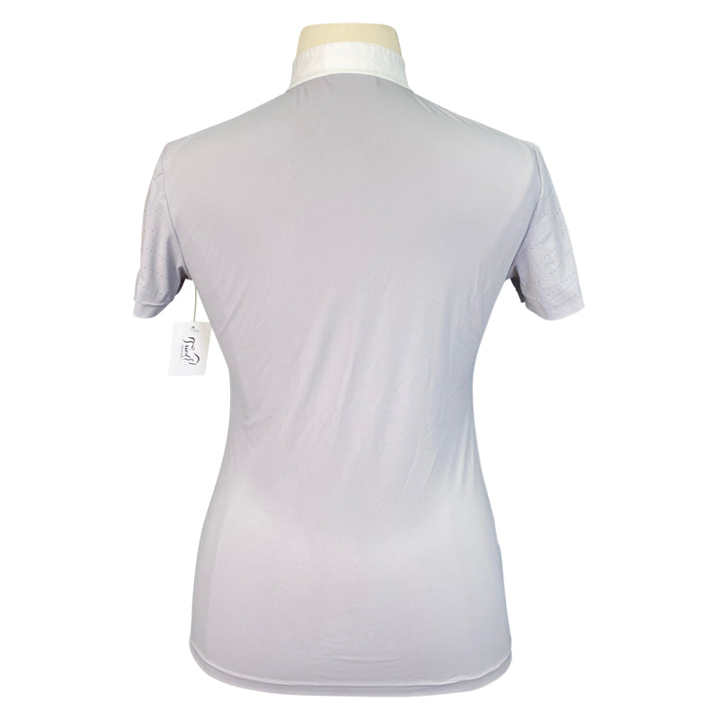 Cavalleria Toscana Laser Perforated Polo in Dove Grey