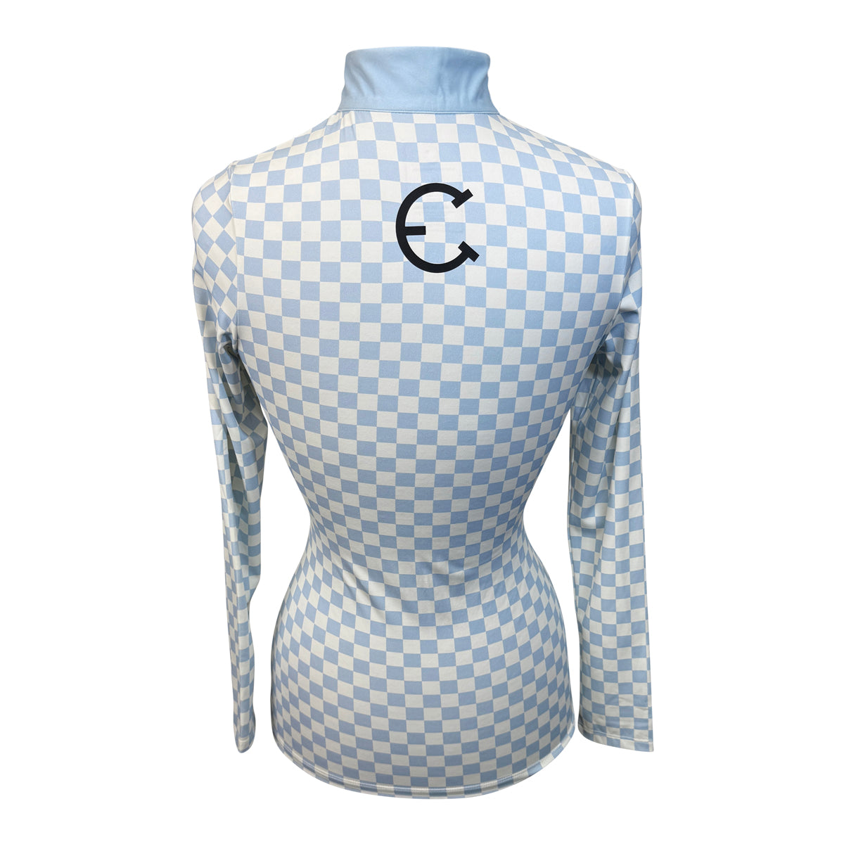 Equestrian Club 'Mia' Long Sleeve Sun Shirt in White/Blue Check
