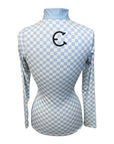 Equestrian Club 'Mia' Long Sleeve Sun Shirt in White/Blue Check