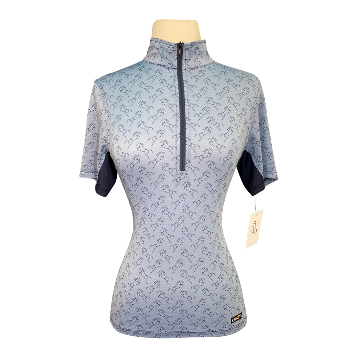 Kerrits 'Ice Fil' Lite Short Sleeve Shirt in Blue Jumping Horses