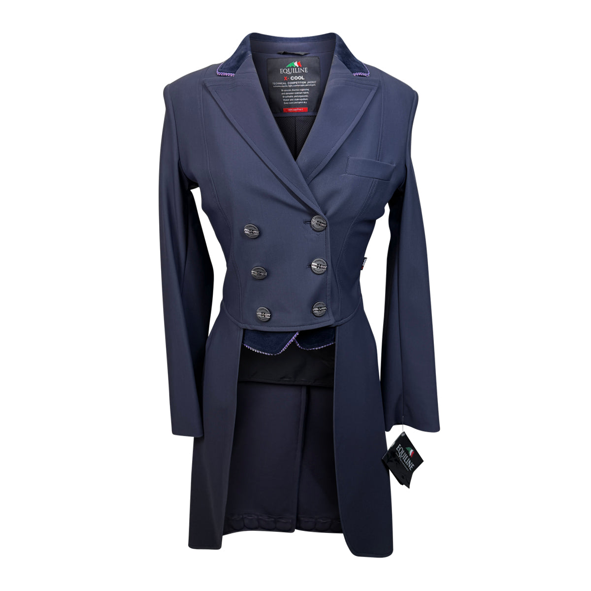 Equiline 'Adriana' Dressage Tailcoat in Navy w/Purple - Women's IT 42 (US 8)