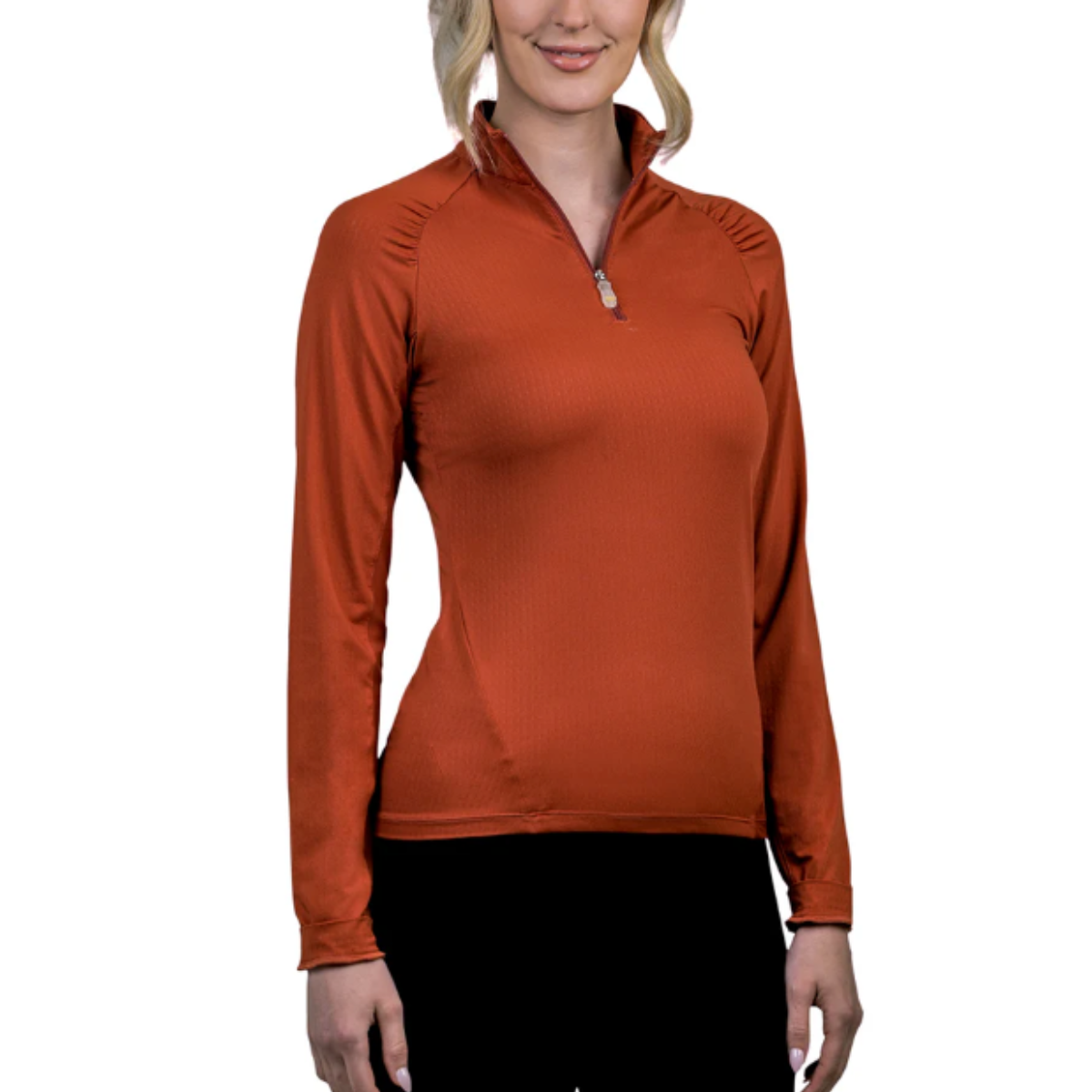 Kastel Shirred Shoulder Long Sleeve in Barn Red