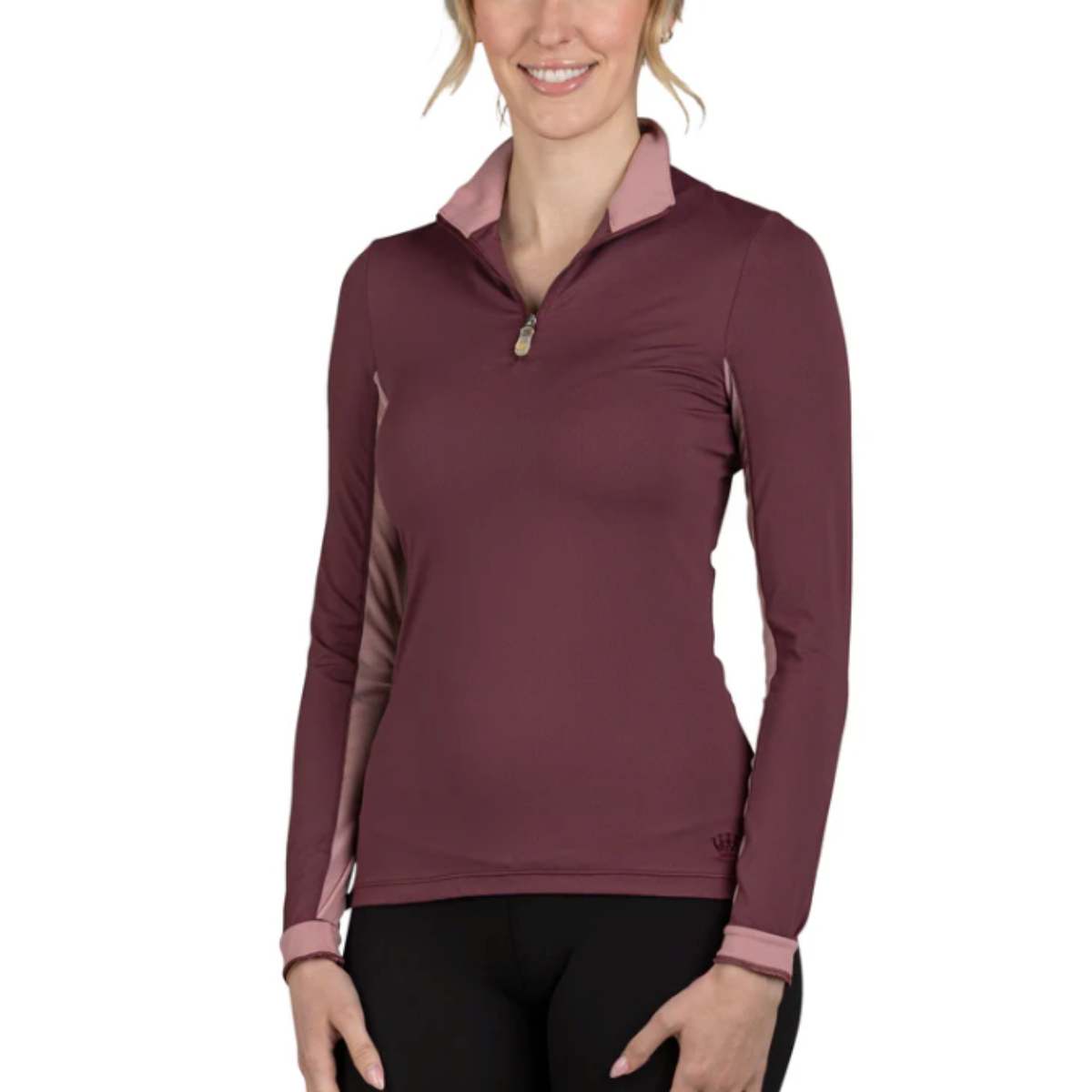 Kastel Long Sleeve 1/4 Zip Shirt in Eggplant 