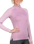 Front of Kastel Long Sleeve Topstitched Raglan Top