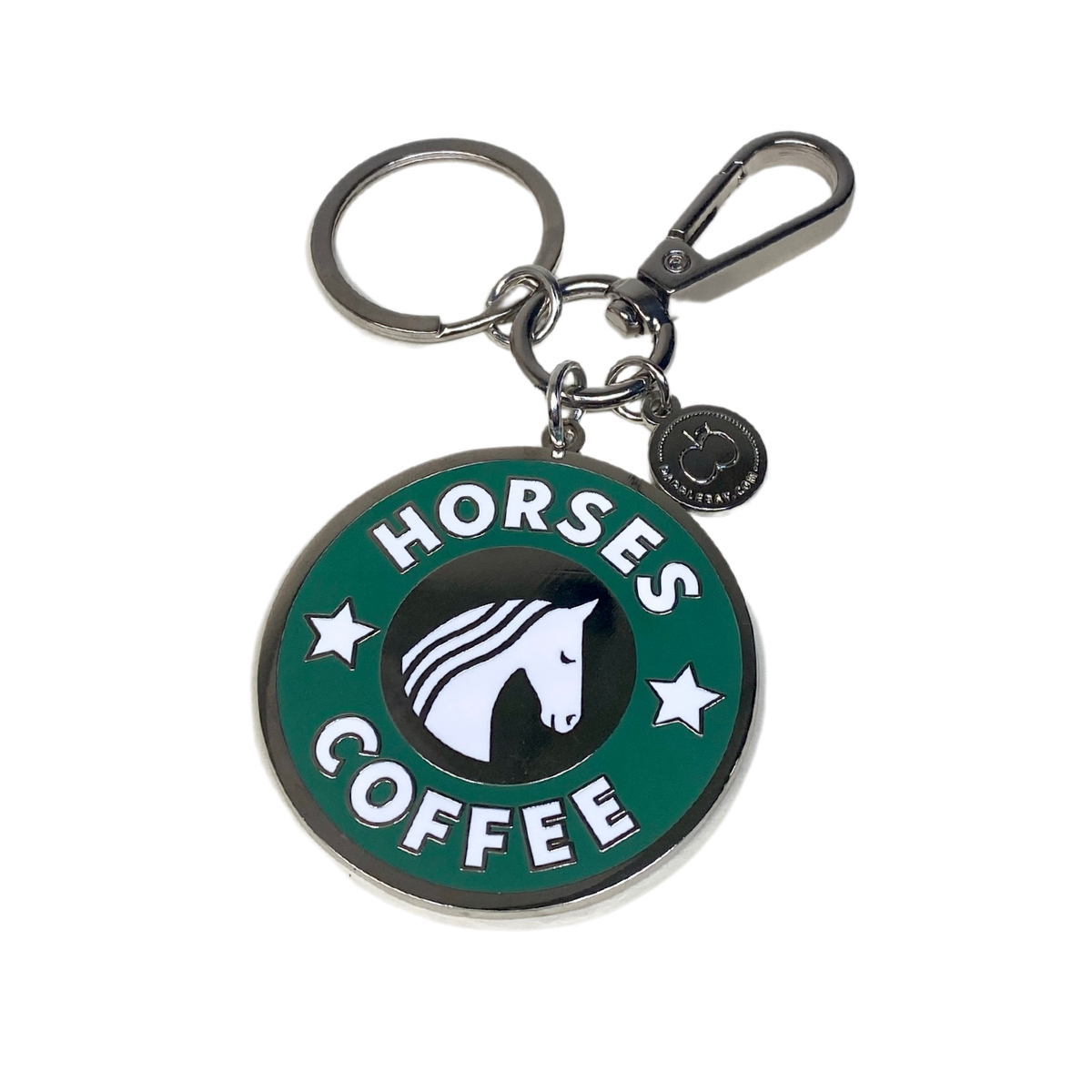 Dapplebay "Horses and Coffee" Keychain in Silver/Green - One Size