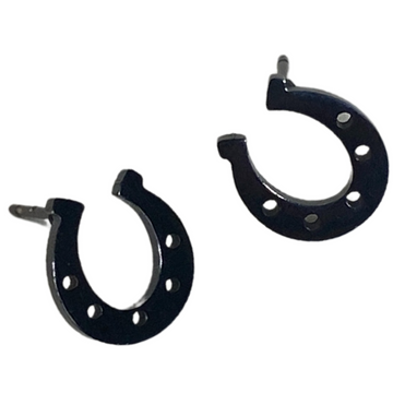 Lucky Horseshoe Earrings in Gun Metal - One Size