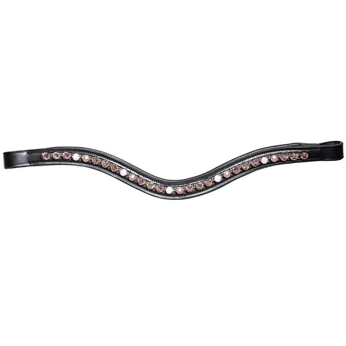 Red Barn by KL Select 'Rose Pearl' Curved Browband in Black - Full