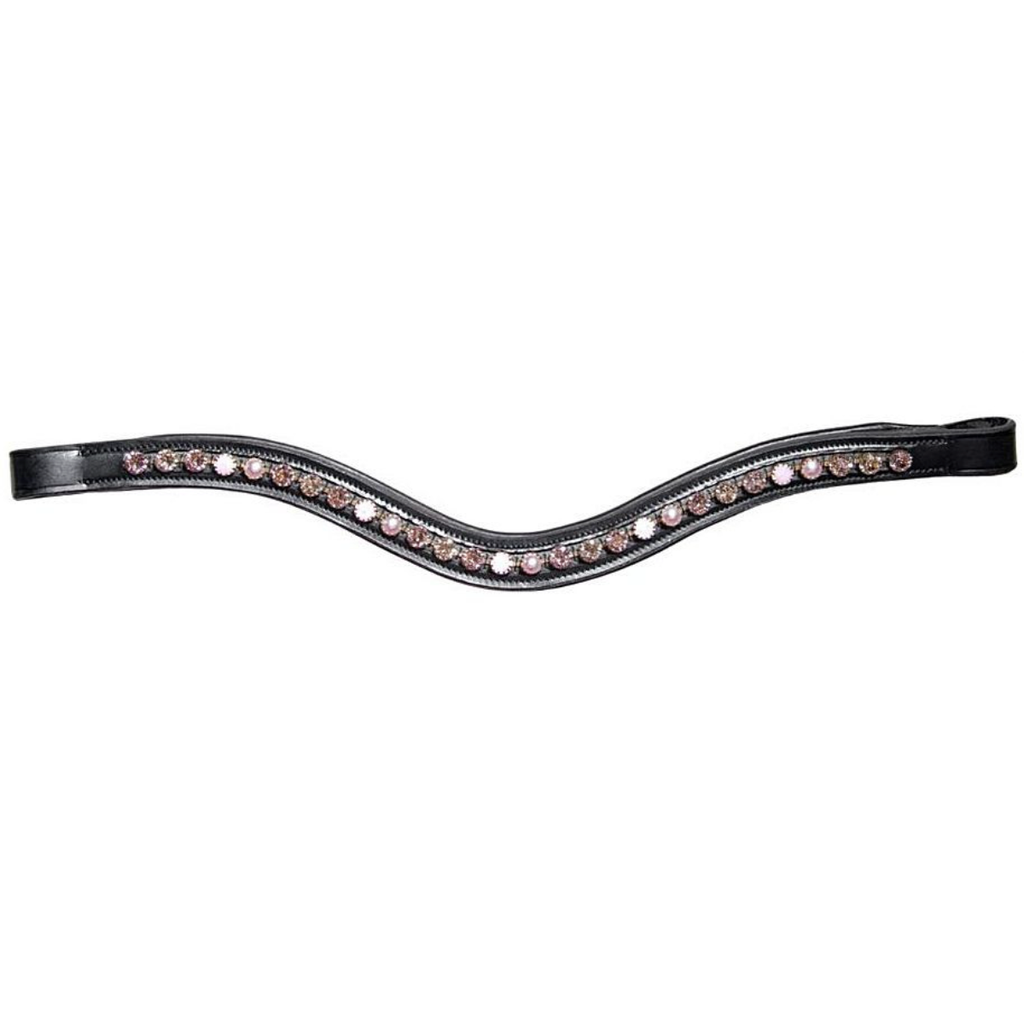 Red Barn by KL Select 'Rose Pearl' Curved Browband in Black - Cob