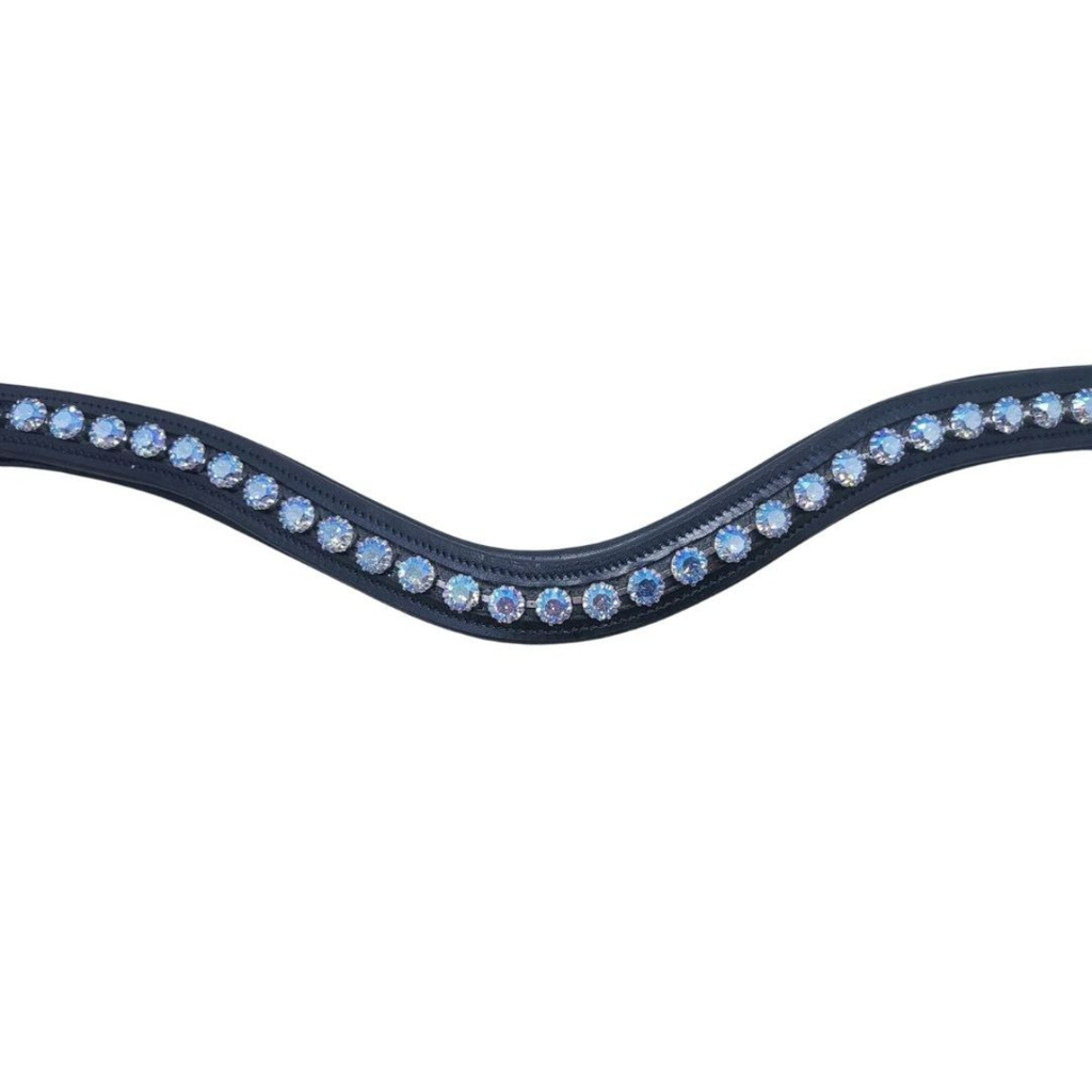Red Barn by KL Select 'Blue Lagoon' Curved Browband in Black - Oversized