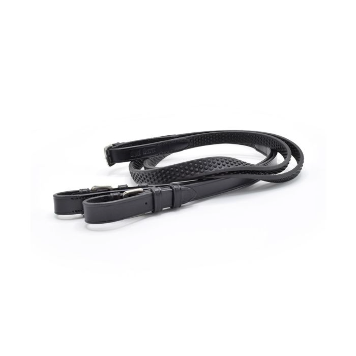 Red Barn by KL Select Pebble Grip Reins in Black - X-Long