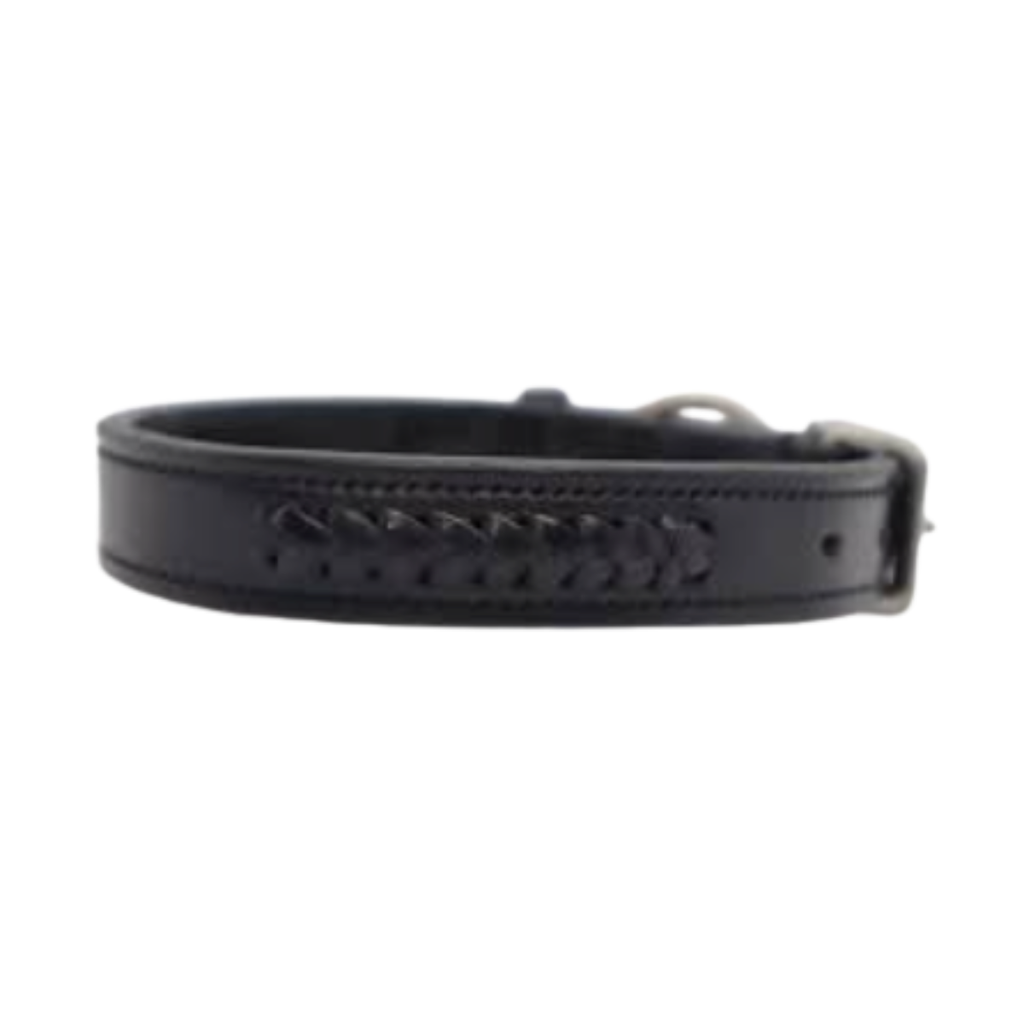 KL Select Braided Dog Collar in Black - 16"
