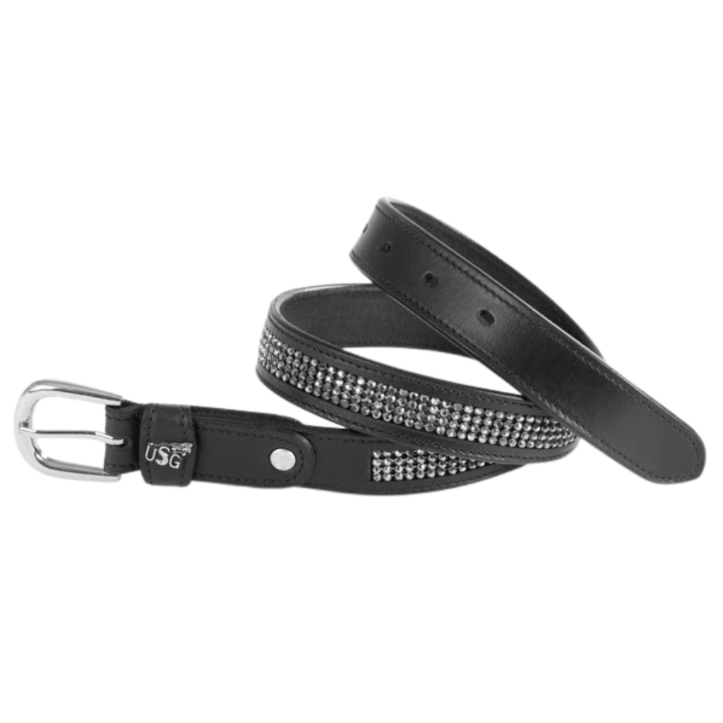 USG 'Princess' Belt in Black/Grey Crystals - Women's Large (39")