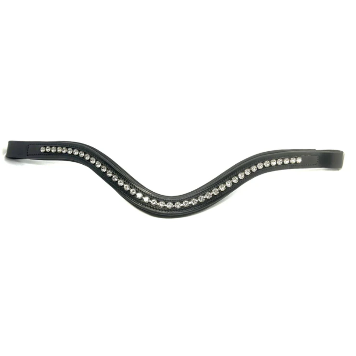KL Select 'Prix' Curved Crystal Padded Browband in Black - Cob