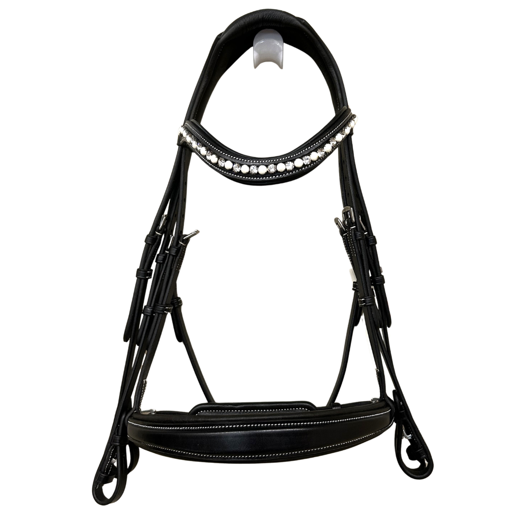 Red Barn by KL Select 'Pace' Weymouth Dressage Bridle in Black - Oversized