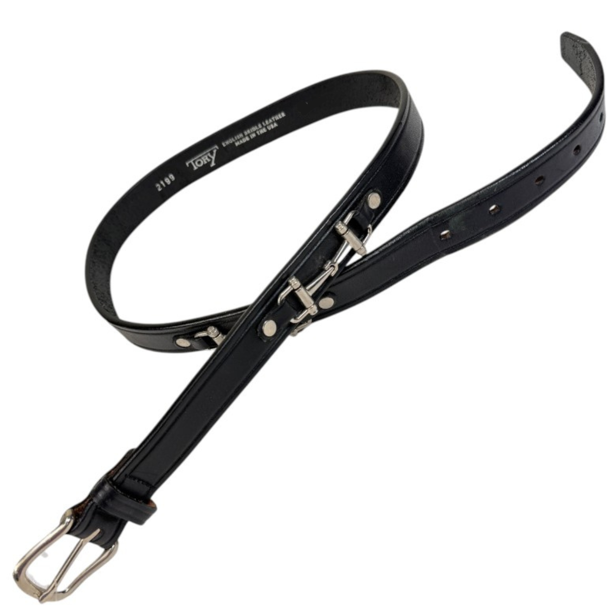 Tory Leather Snaffle Bit Belt  in Black