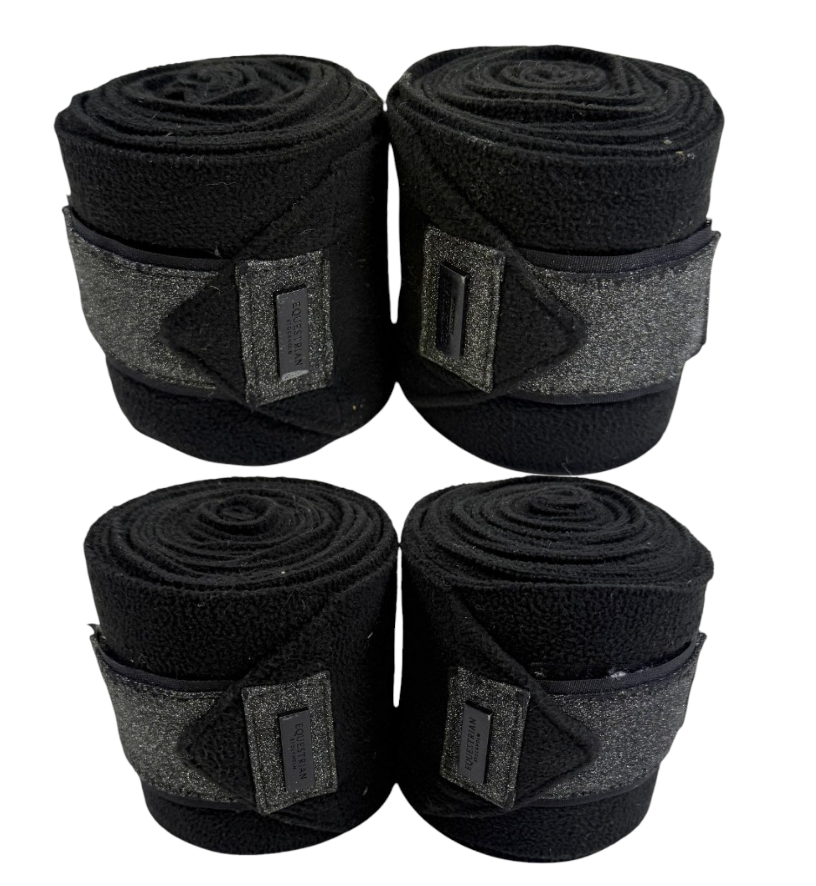 Equestrian Stockholm Polo Wraps in All Black Glimmer