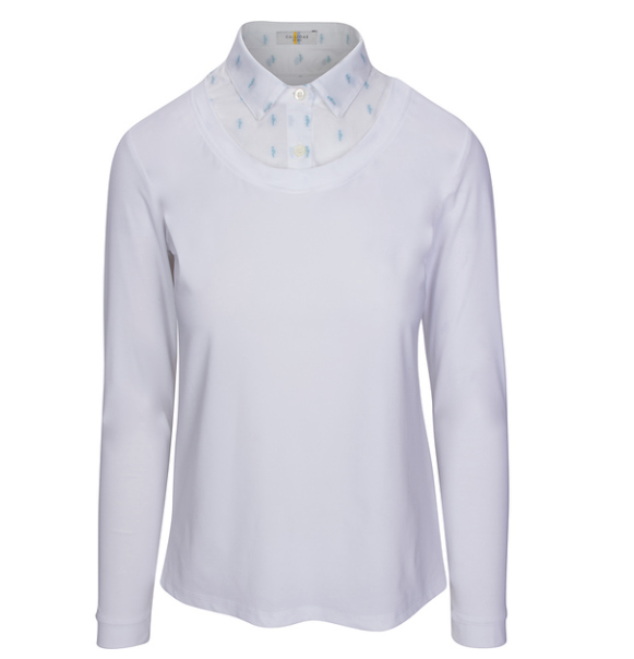 Callidae 'The Practice' Long Sleeve Shirt in White w/Blue Flamingoes