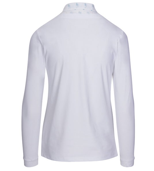 Callidae 'The Practice' Long Sleeve Shirt in White w/Blue Flamingoes