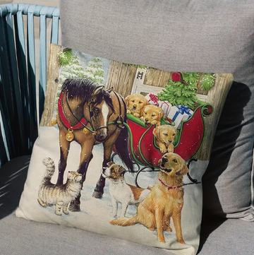 Christmas Decorative Pillow in Horse and Sleigh - 18