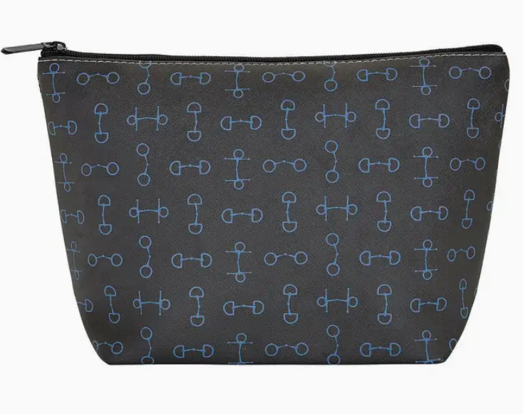 Awst Int&#39;l Lila Large Cosmetic Pouch in Charcoal Snaffle Bits - 8&quot; x 12&quot;