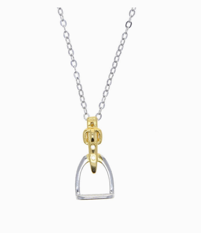 Awst Int&#39;l Two Tone Rhodium Stirrup Necklace in Gold/Silver - One Size