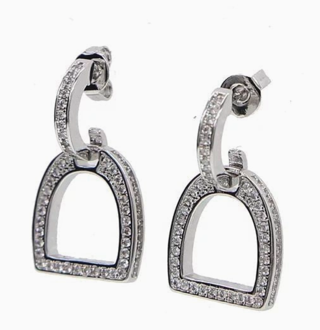 Awst Int'l Clear Cz English Stirrup Earrings in Silver - One Size