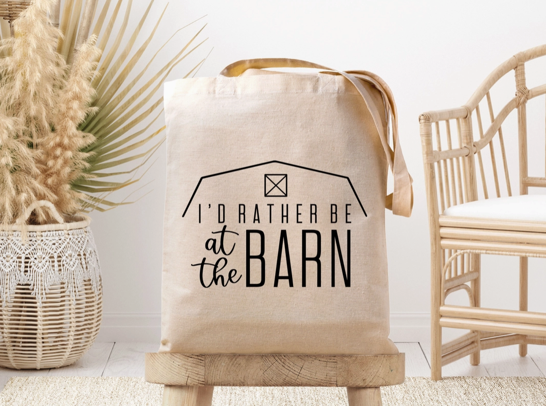I&#39;d Rather be at the Barn Canvas Bag in Beige - One Size