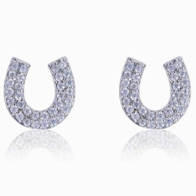 Awst Int'l Rhodium &amp; Cz Horseshoe Earrings in Silver - One Size