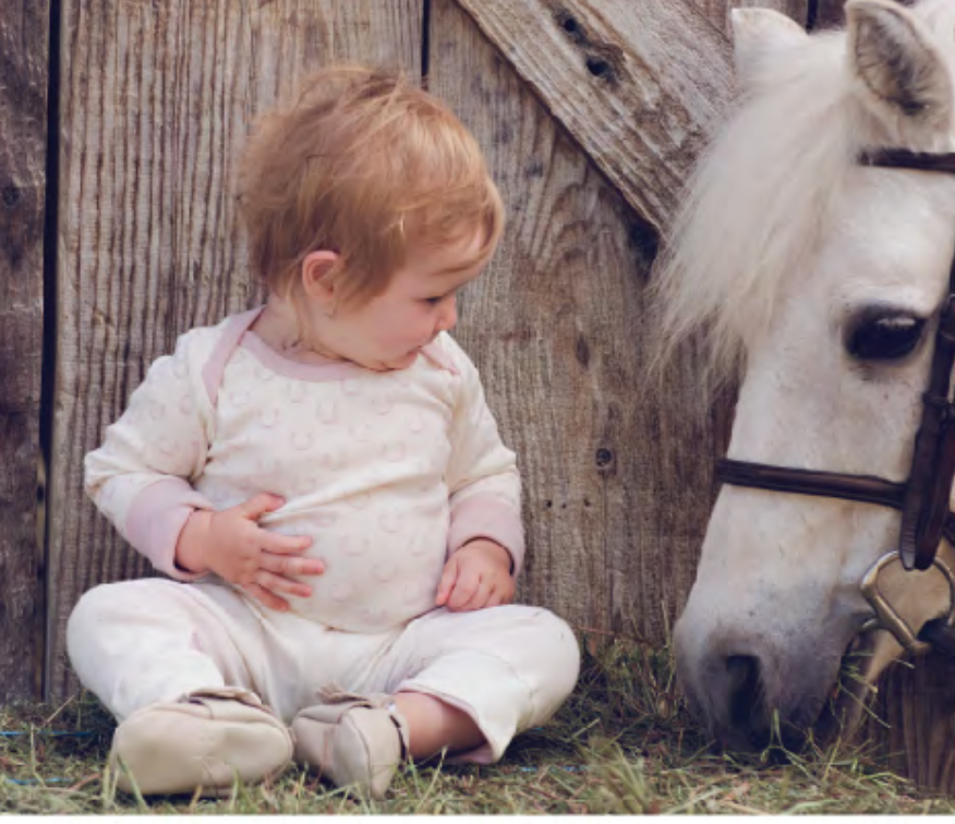 Mini Britches Long Sleeve Onesie in Pink Horse Shoe - Children&#39;s 12-18 mo