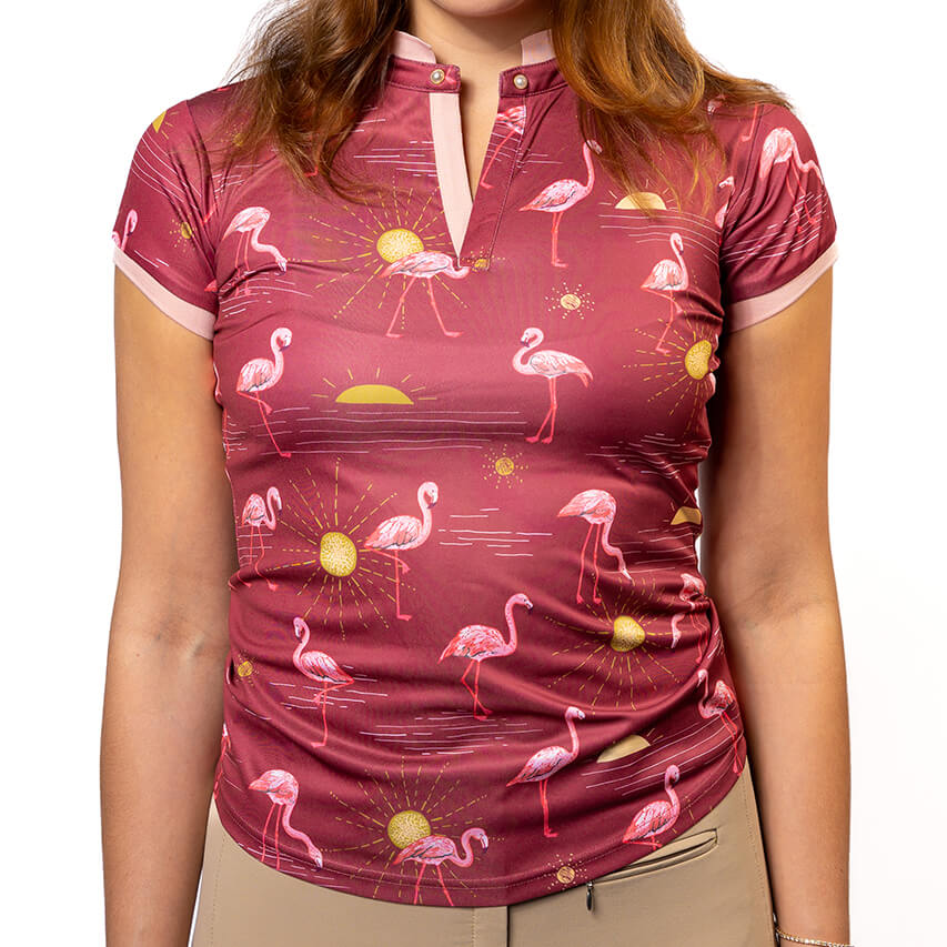 Spiced Equestrian Siren Dry-Fit Polo in Flamingo Sunset - Women's XL