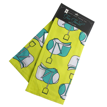 Hunt Seat Paper Co. Jump Saddles Tea Towel in Yellow/Teal