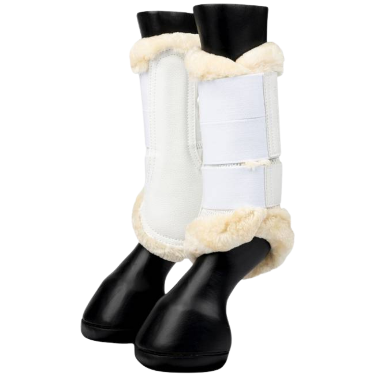 LeMieux Fleece Edged Brushing Boots in White/Natural