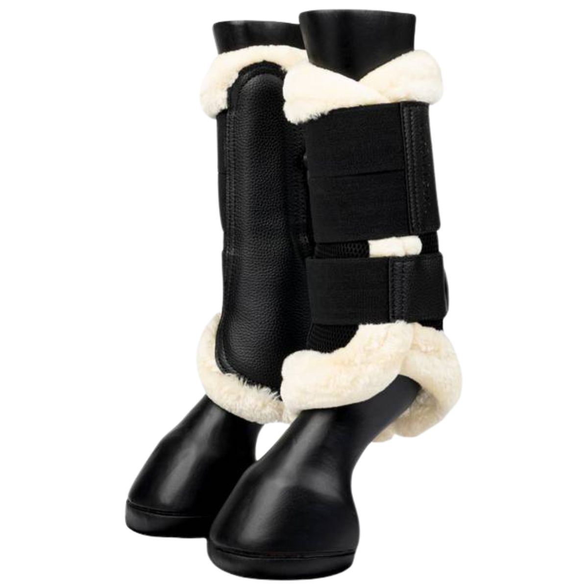 LeMieux Fleece Edged Brushing Boots in Black/Natural 