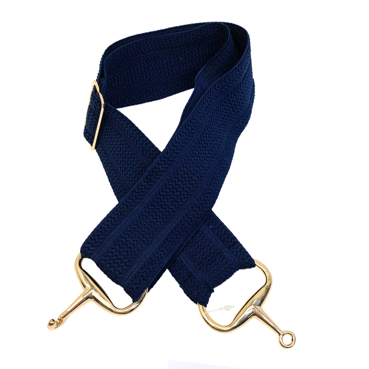 Ellany Equestrian Snaffle Stretch Belt in Navy/Gold