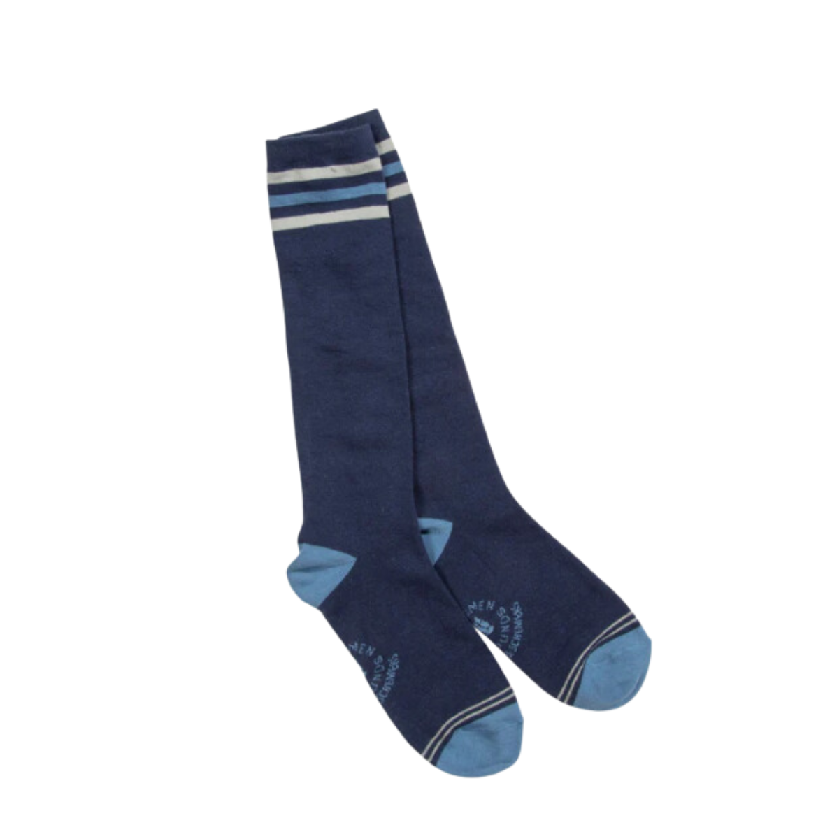 Huntsmen &amp; Hounds Three Striped Tall Socks in Navy/Denim