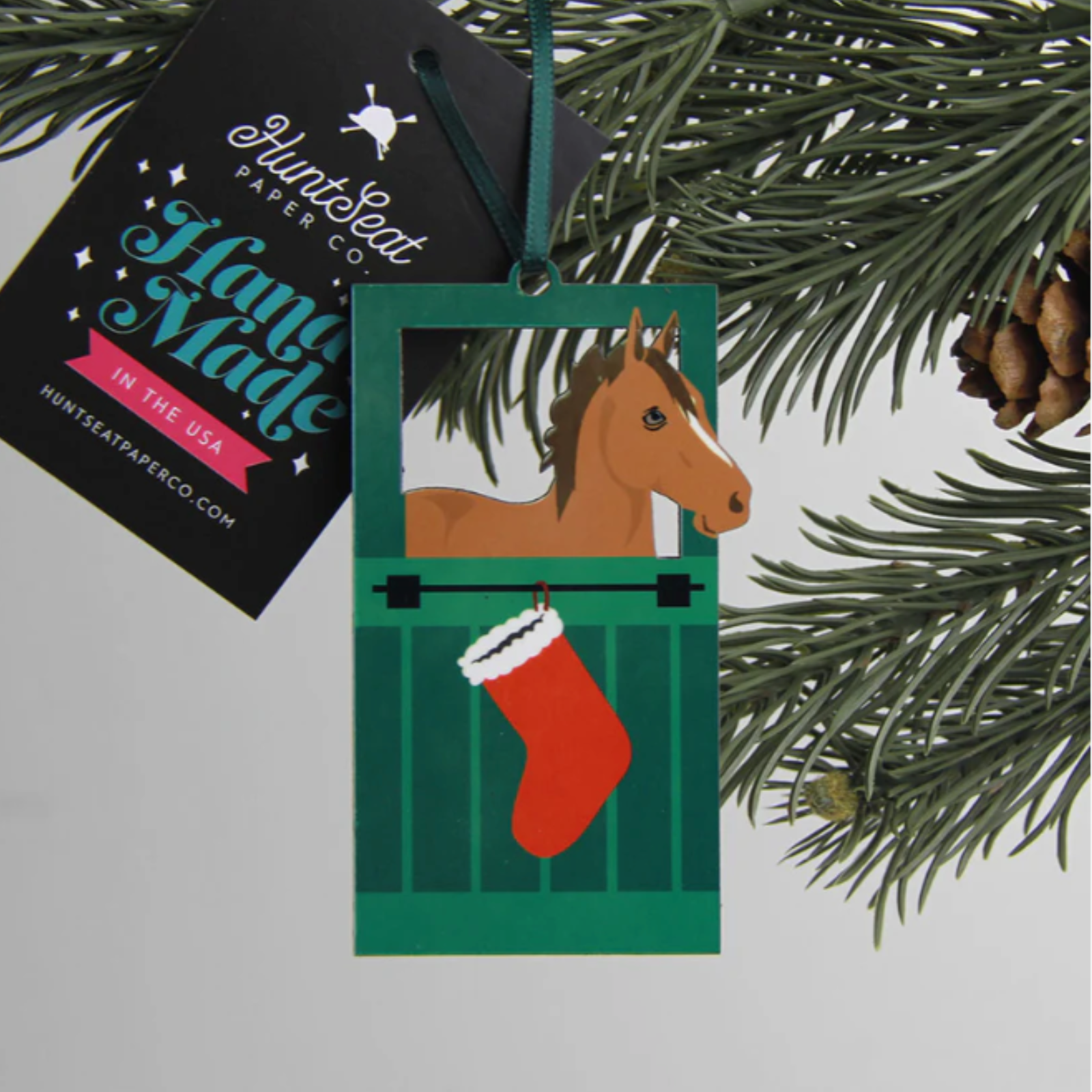 Hunt Seat Paper Co. Horse Barn Door Ornament in Chestnut