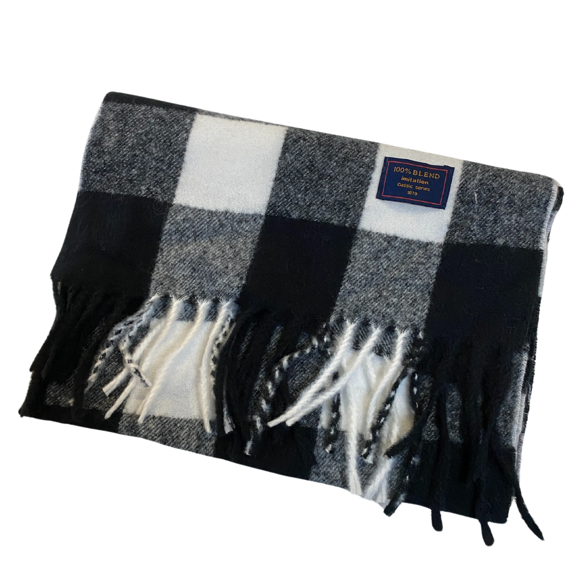 Warm Plaid Equestrian Scarf in Black/White