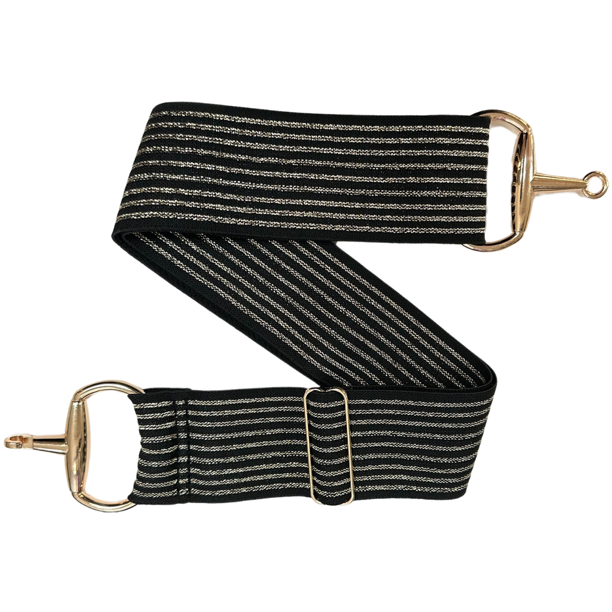 Elastic Snaffle Bit Belt in Black/Gold Glitter 