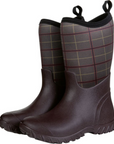Side view pair HKM 'Softopren Thermo' Winter Boots in Brown/Beige Check - Women's EU 36 (US 5.5)