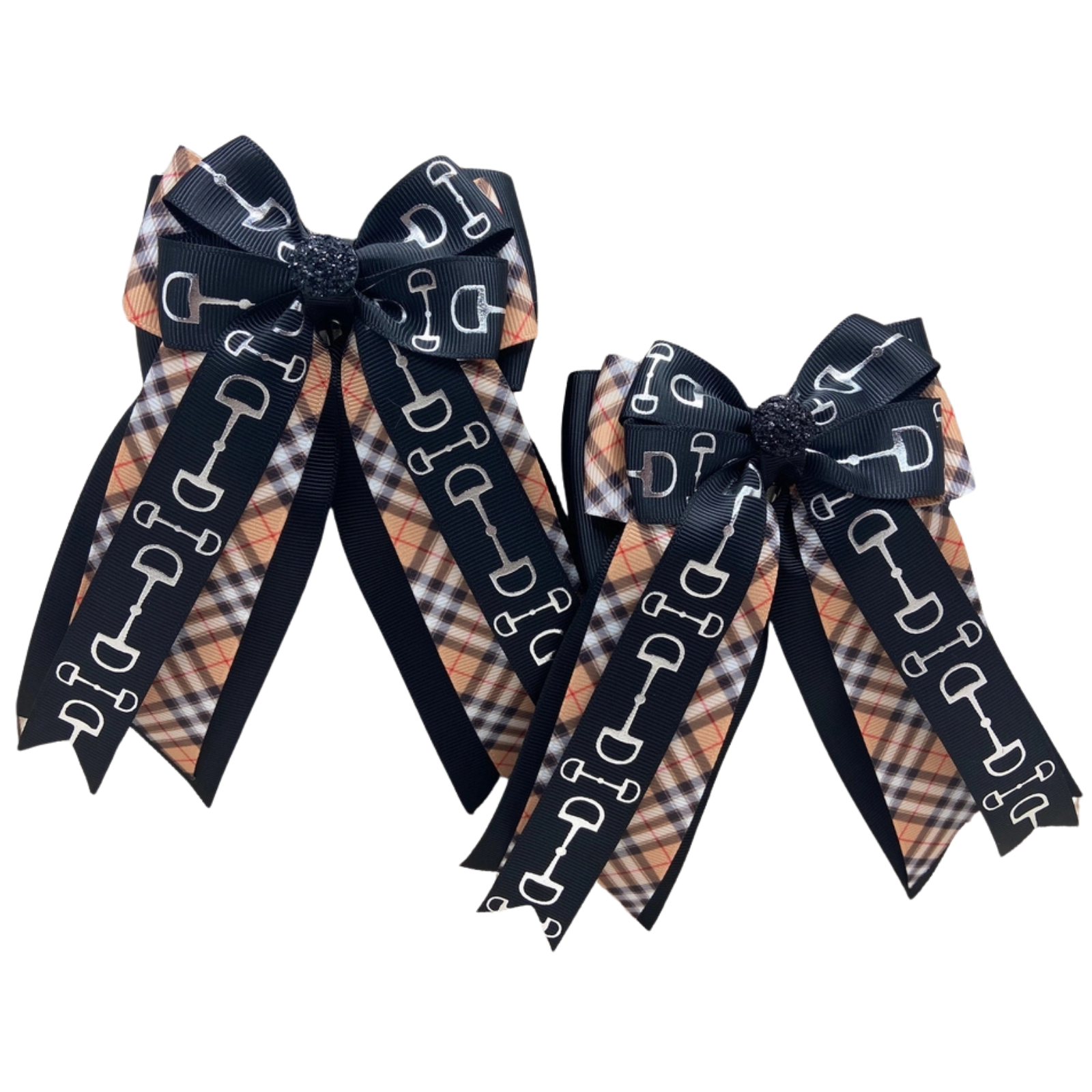 Benny Bows Horse Show Bows in Black Bits/Plaid
