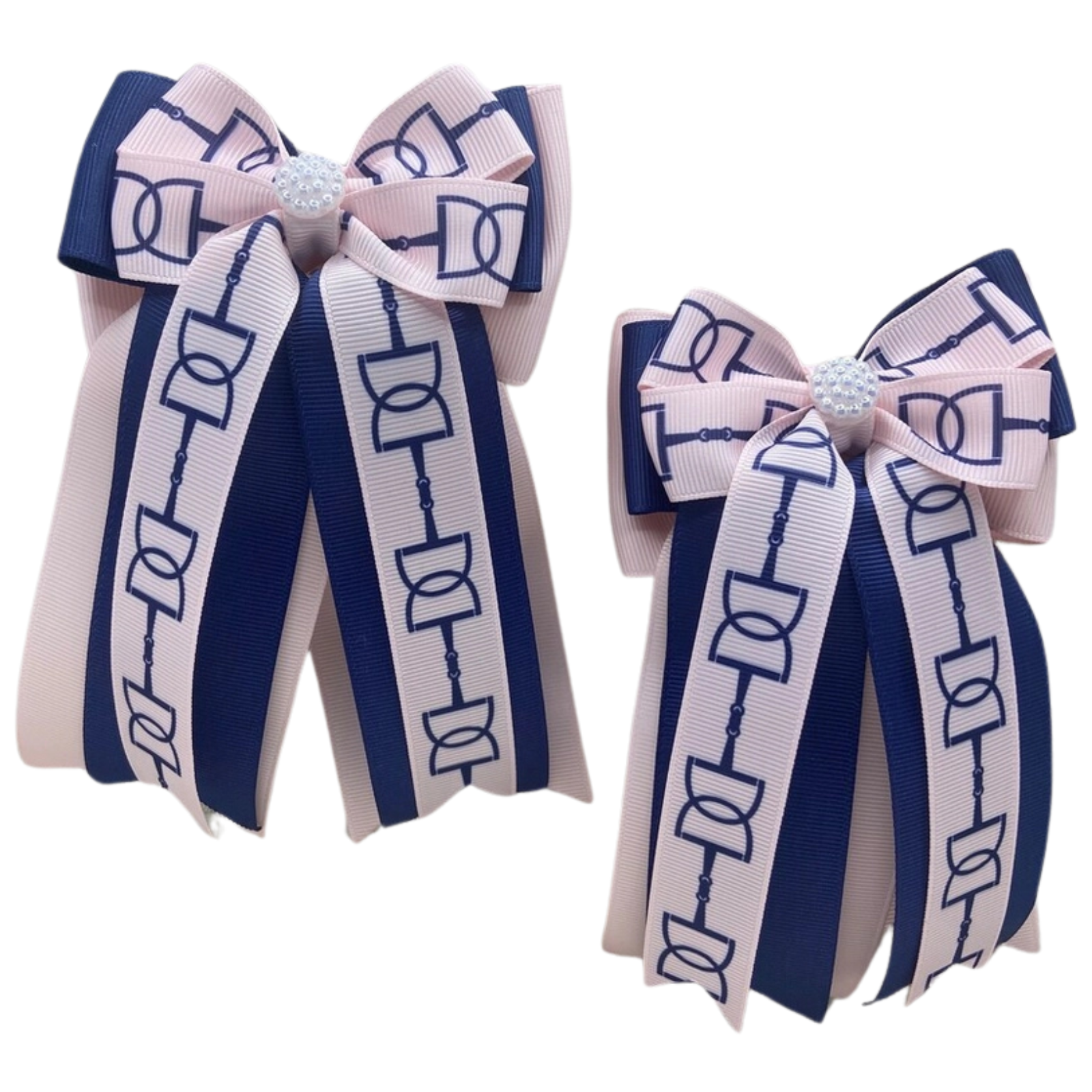 Benny Bows Horse Show Bows in Navy Bits/Baby Pink
