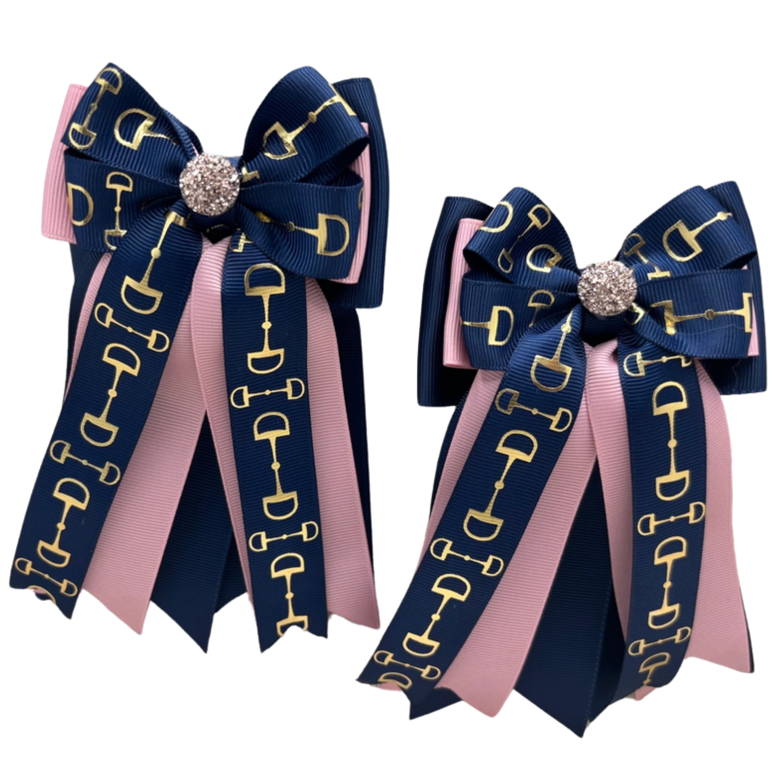 Benny Bows Horse Show Bows in Pink & Navy Bits