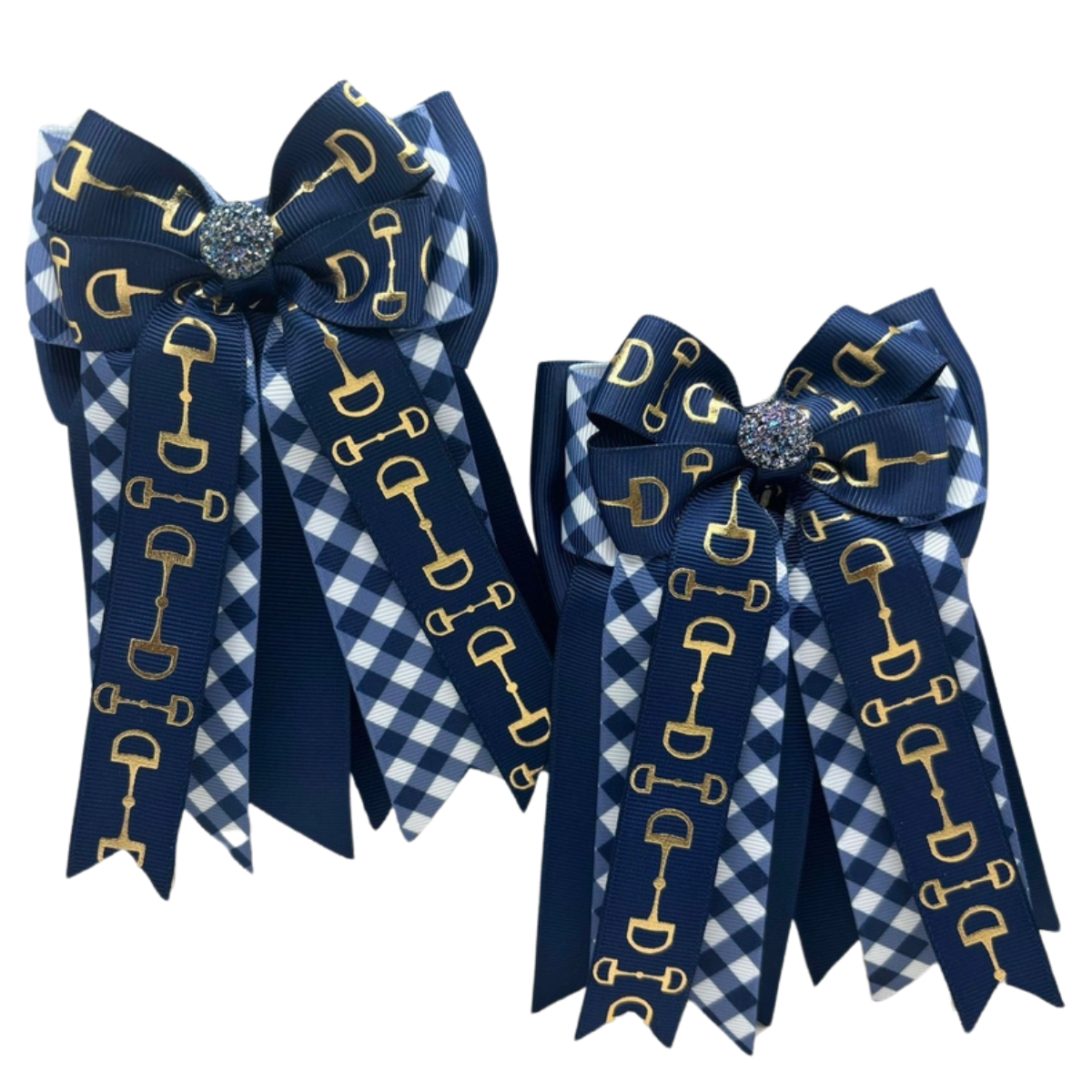 Benny Bows Horse Show Bows in Navy Gingham