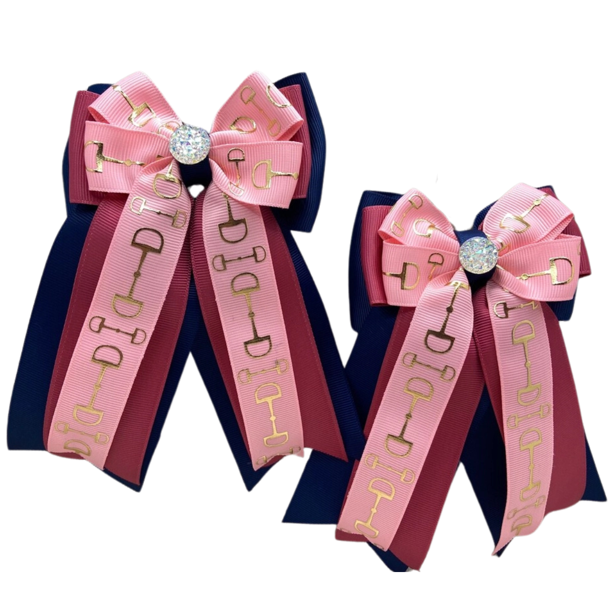 Benny Bows Horse Show Bows in Pink & Navy