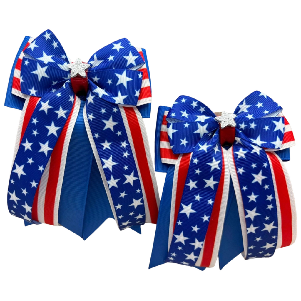 Benny Bows Horse Show Bows in Red White & Blue Stars