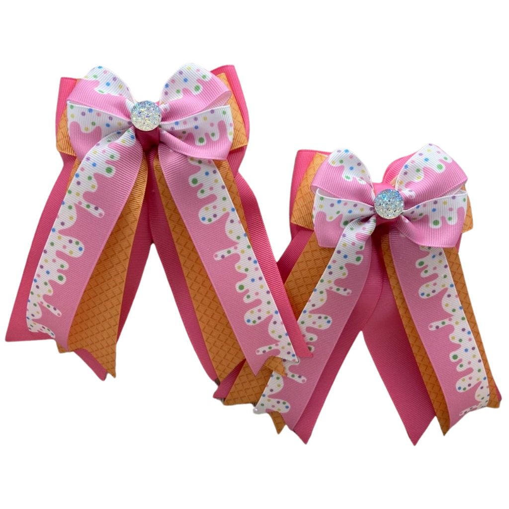 Benny Bows Horse Show Bows in Pink Ice Cream Waffle Cone